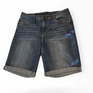 D. Jeans Women's 14W Denim Bermuda Shorts Rolled Cuff Dark Wash 5 Pocket